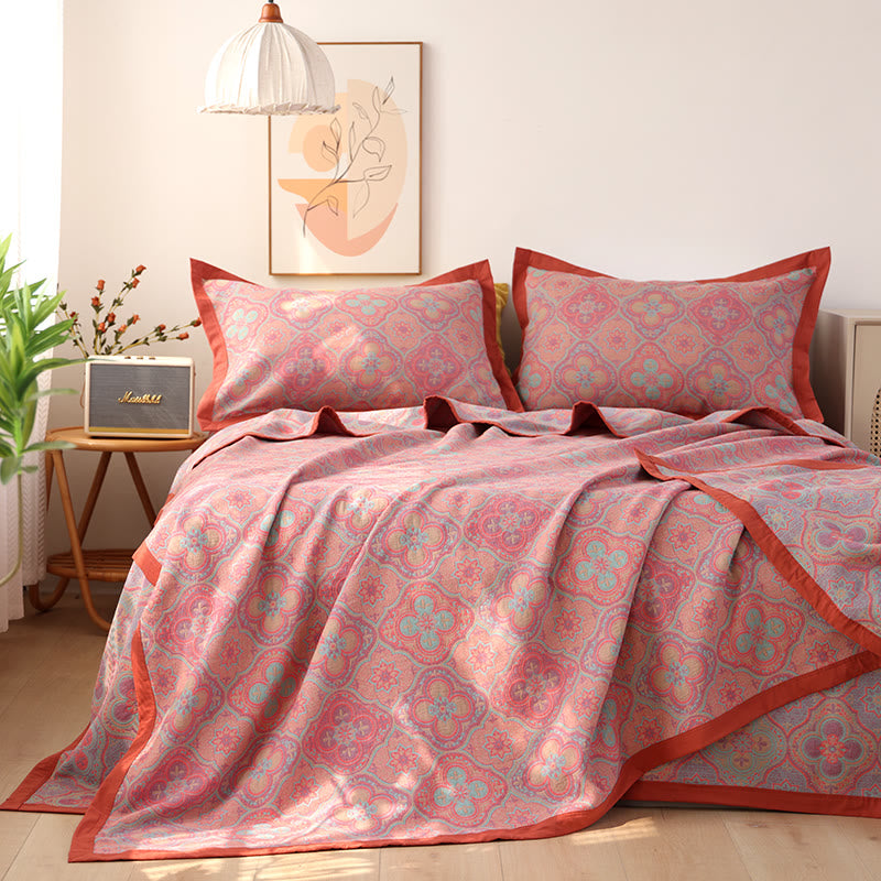 Petal Flower Cotton Quilt with Reversible Embroidered Design