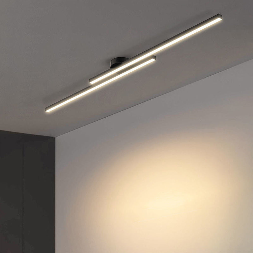 Modern LED Semi Flush Mount Ceiling Light, Aluminum, Dimmable, Black White