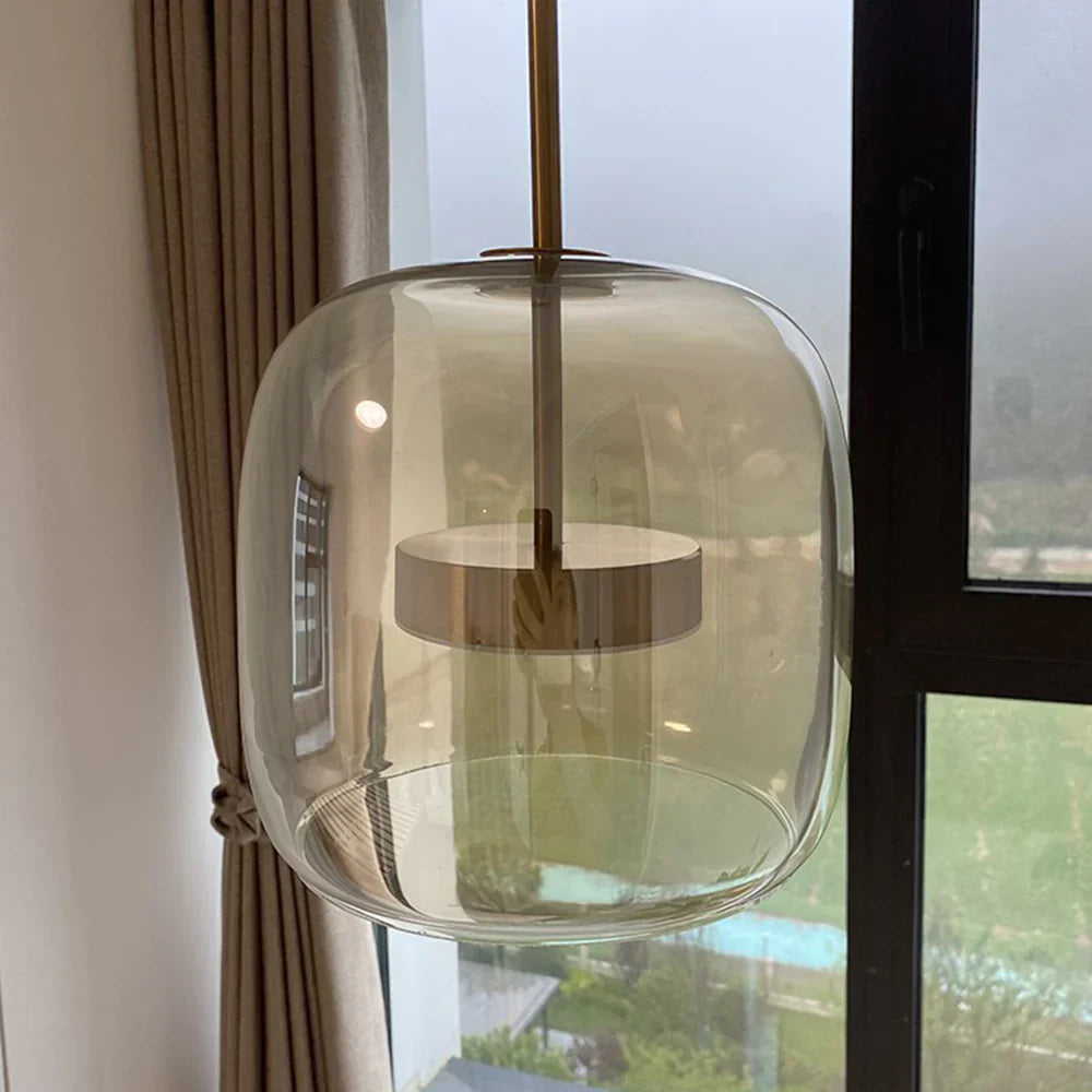 Modern Glass Pendant Light, LED Hanging Ceiling Lamp, Warm Kitchen Island