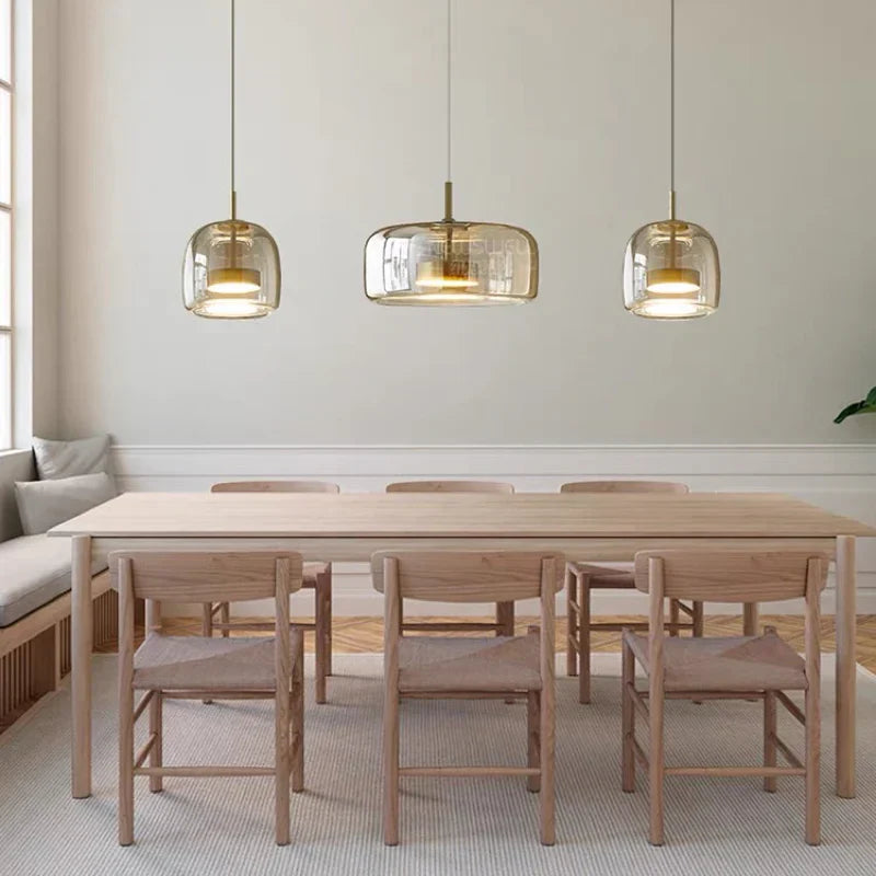 Modern Glass Pendant Light, LED Hanging Ceiling Lamp, Warm Kitchen Island