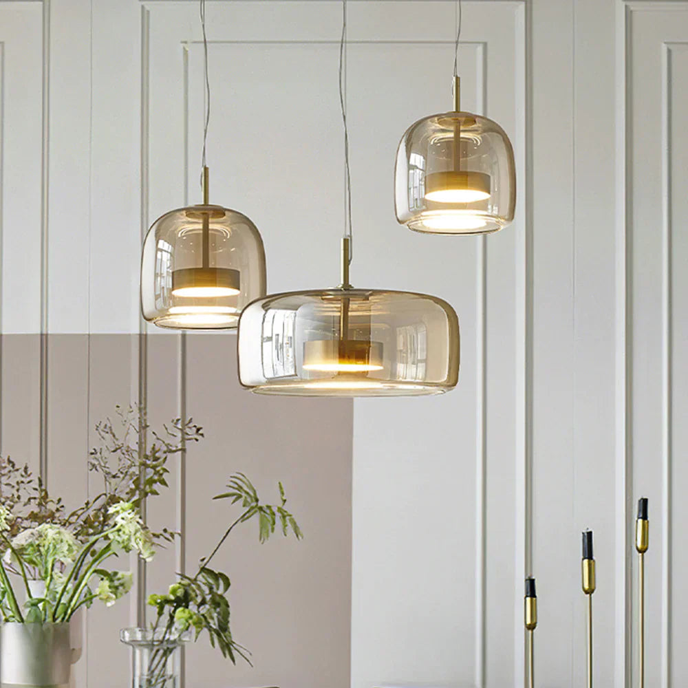 Modern Glass Pendant Light, LED Hanging Ceiling Lamp, Warm Kitchen Island