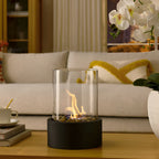 Modern Tabletop Bioethanol Fireplace Glass Metal Fire Bowl