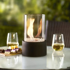 Modern Tabletop Bioethanol Fireplace Glass Metal Fire Bowl