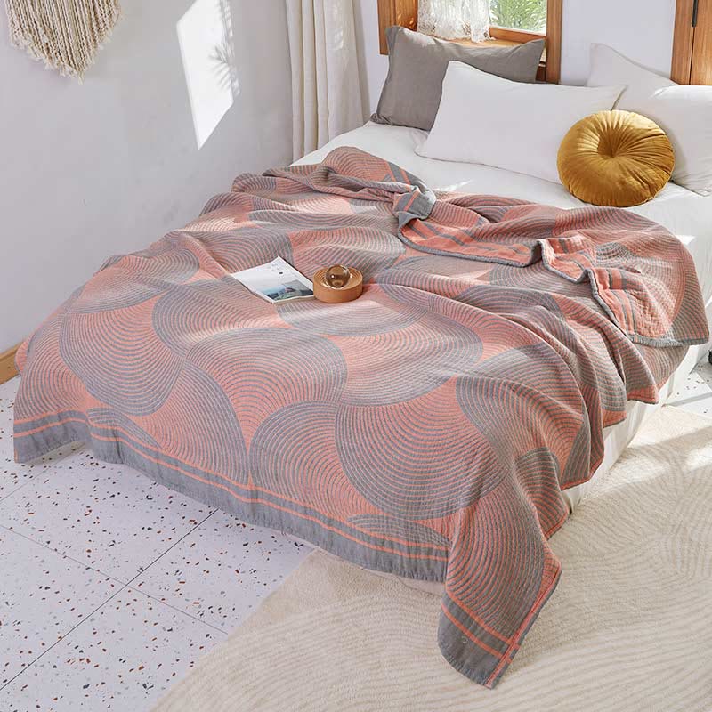 Annual Ring Four Layer Cotton Muslin Quilt for Bedding