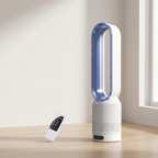 Air Purifier Bladeless Tower Fan, Leafless Tower Fan, 90° Oscillating Standing Fan with Remote, 8 Speeds, 120 Minutes Timer, LED Touch Screen, 22 Inches