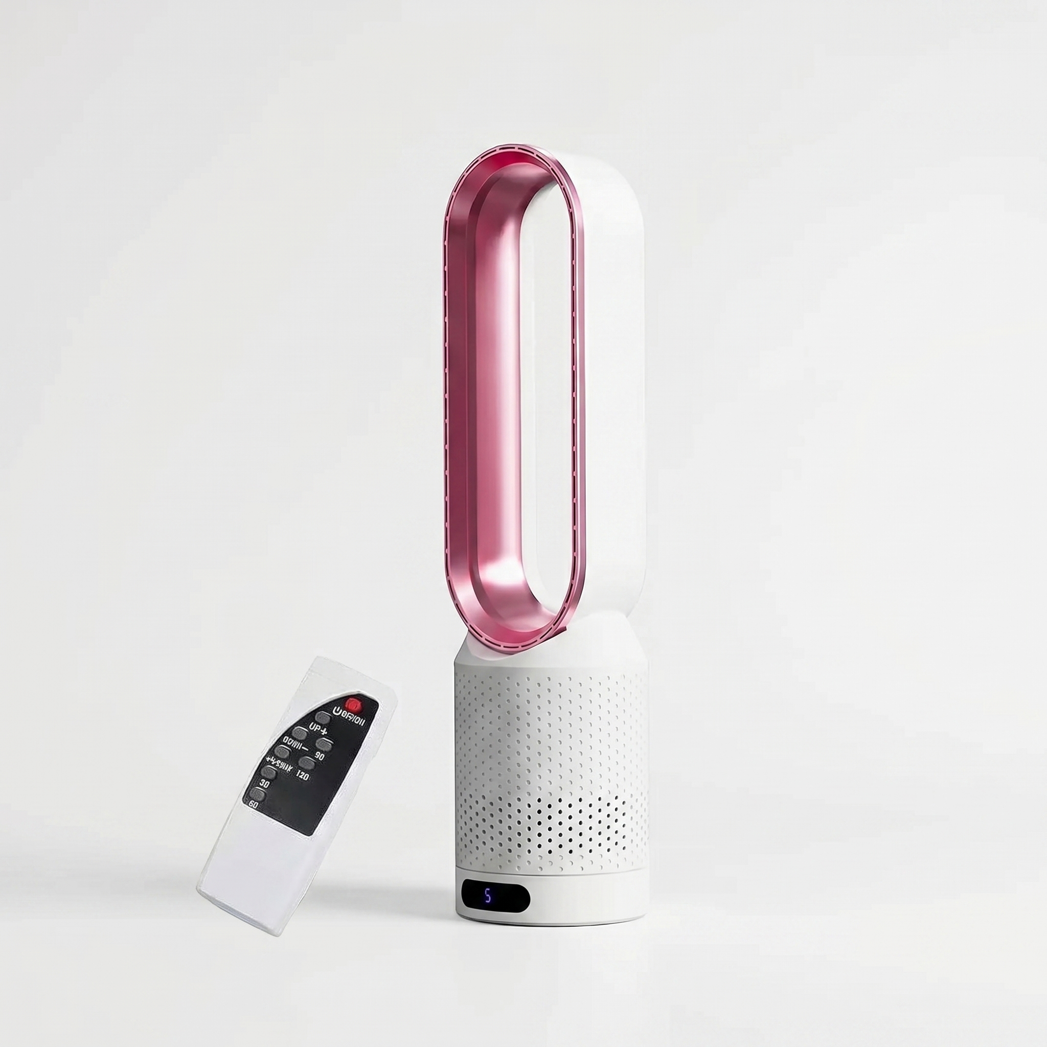 Air Purifier Bladeless Tower Fan, Leafless Tower Fan, 90° Oscillating Standing Fan with Remote, 8 Speeds, 120 Minutes Timer, LED Touch Screen, 22 Inches