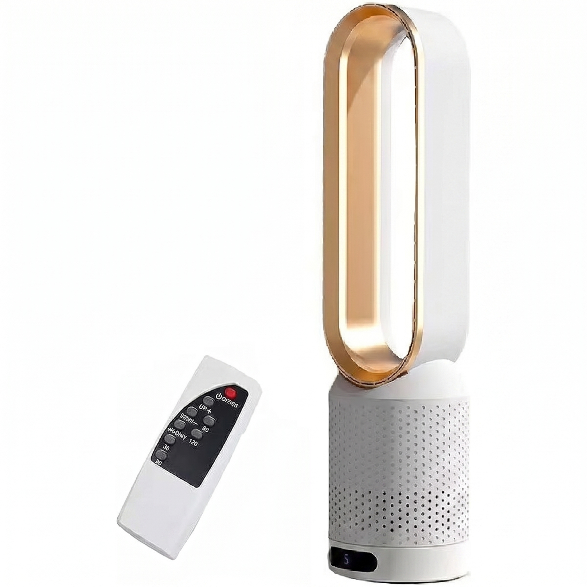 Air Purifier Bladeless Tower Fan, Leafless Tower Fan, 90° Oscillating Standing Fan with Remote, 8 Speeds, 120 Minutes Timer, LED Touch Screen, 22 Inches