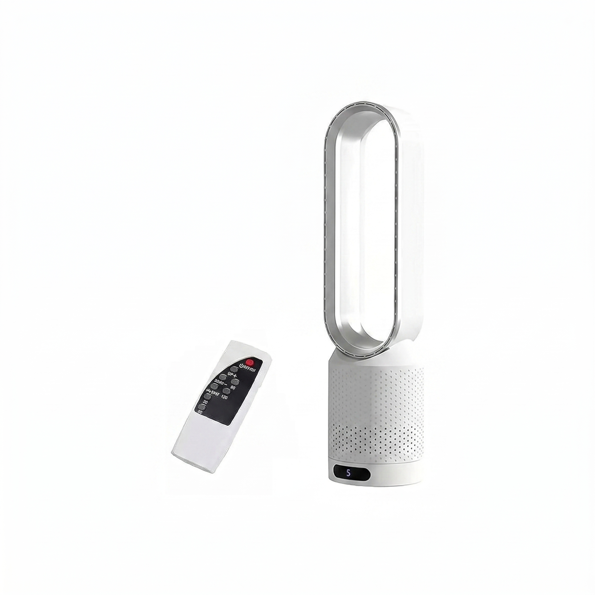 Air Purifier Bladeless Tower Fan, Leafless Tower Fan, 90° Oscillating Standing Fan with Remote, 8 Speeds, 120 Minutes Timer, LED Touch Screen, 22 Inches