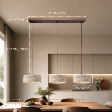 Travertine stone pendant light in a modern living space