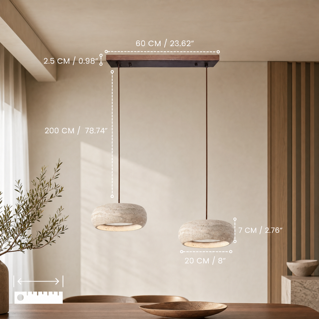 Travertine pendant light finish options