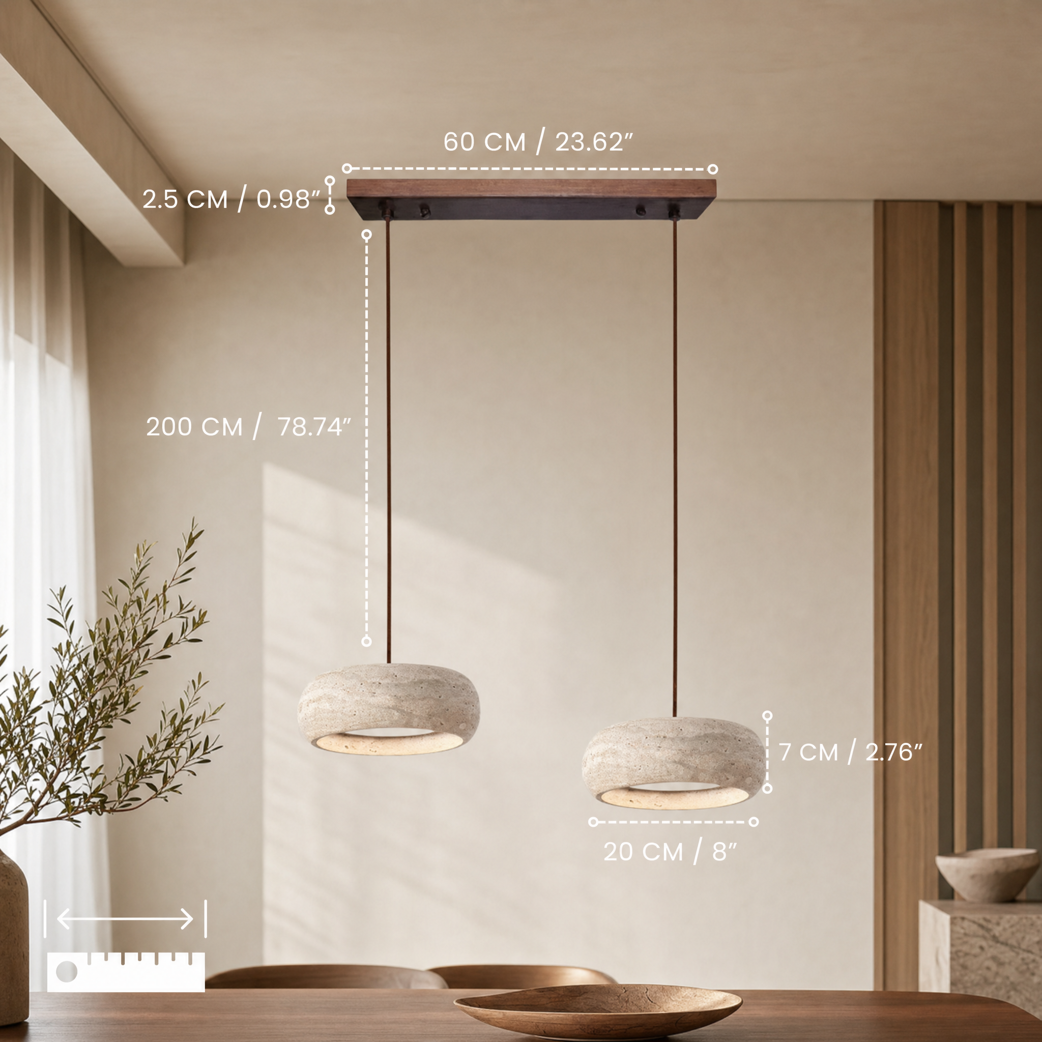 Travertine pendant light finish options