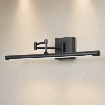 Swing Arm Vanity Light, Adjustable LED Bathroom Mirror Light, Matte Black, Off-Center Over Sink Fixture