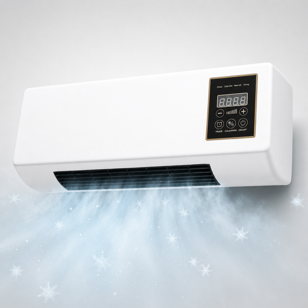 Portable wall-mounted air conditioner installed on a wall