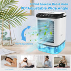 Portable air conditioner with 3-speed fan speed, cooling fans that blow cold air, mini portable air conditioner.