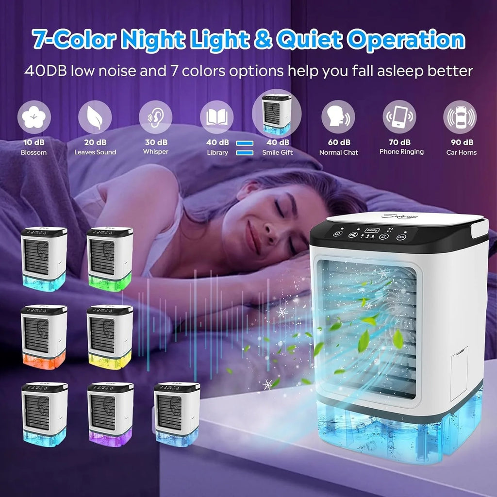 Portable air conditioner with 3-speed fan speed, cooling fans that blow cold air, mini portable air conditioner.