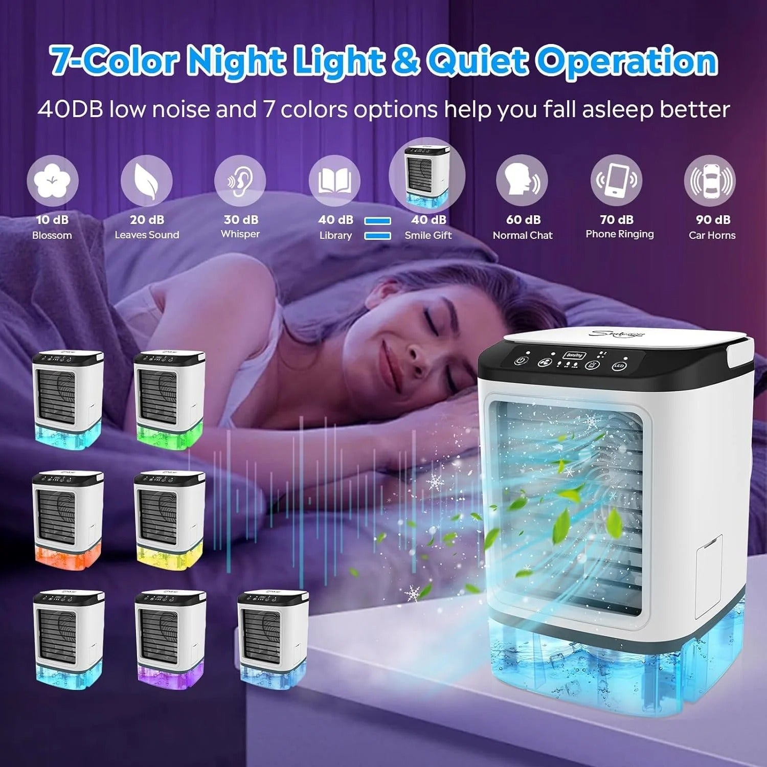 Portable air conditioner with 3-speed fan speed, cooling fans that blow cold air, mini portable air conditioner.