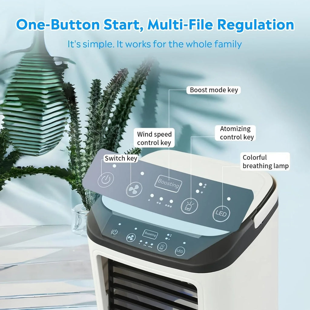 Portable air conditioner with 3-speed fan speed, cooling fans that blow cold air, mini portable air conditioner.