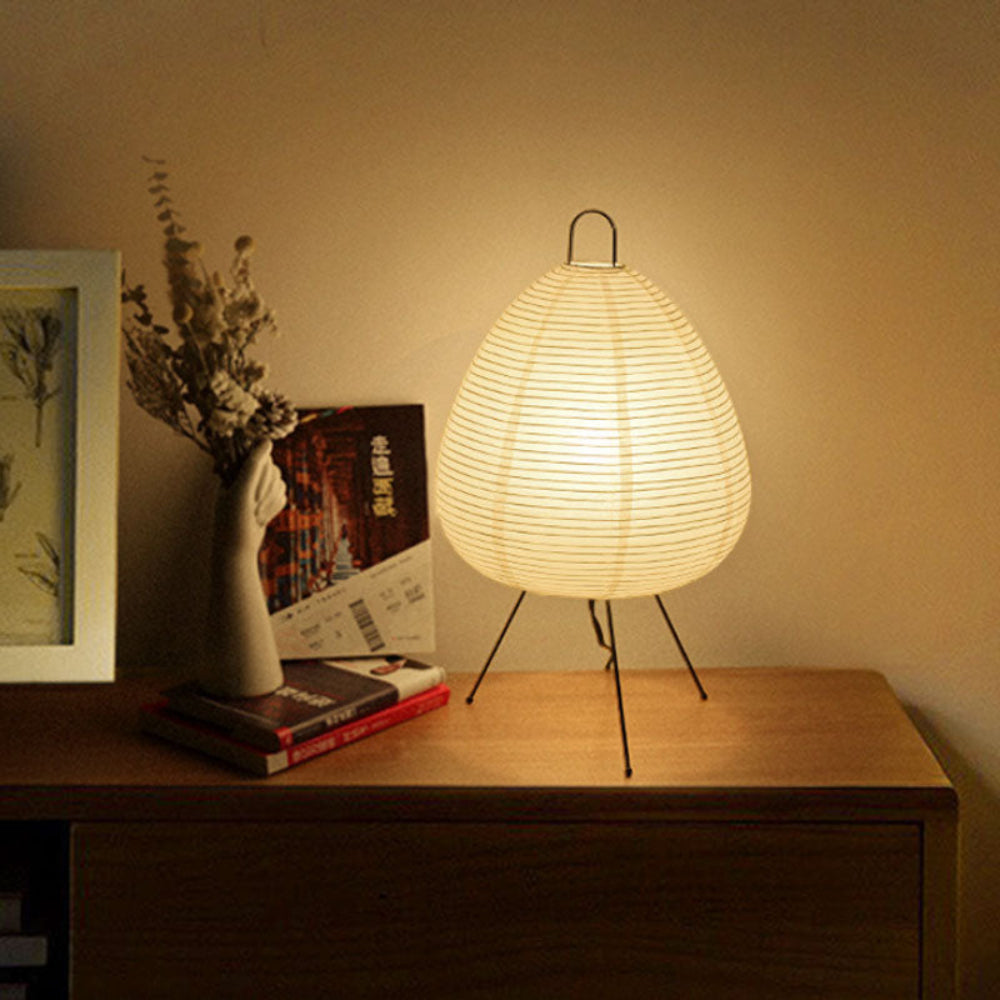 Japanese Rice Paper Table Lamp, Wabi Sabi Retro Design, Warm Bedside Light