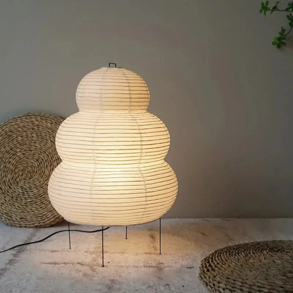 Japanese Rice Paper Table Lamp, Wabi Sabi Retro Design, Warm Bedside Light