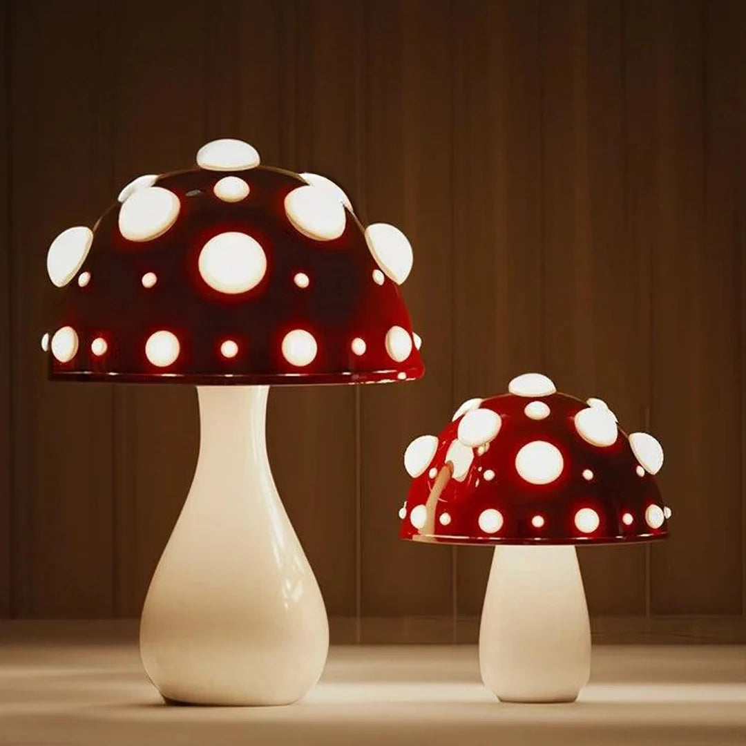 Mushroom Table Lamp, Adjustable Warm White LED, Cordless Bedside Accent Light