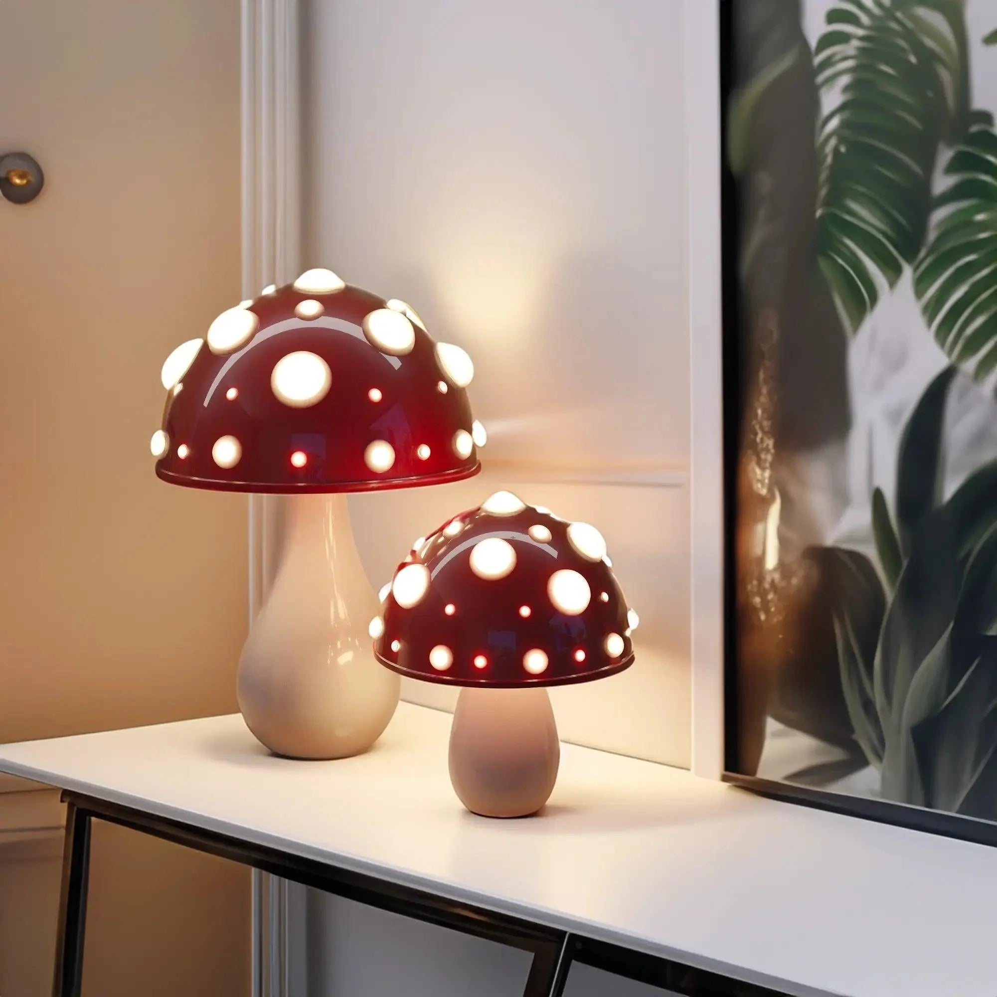 Mushroom Table Lamp, Adjustable Warm White LED, Cordless Bedside Accent Light