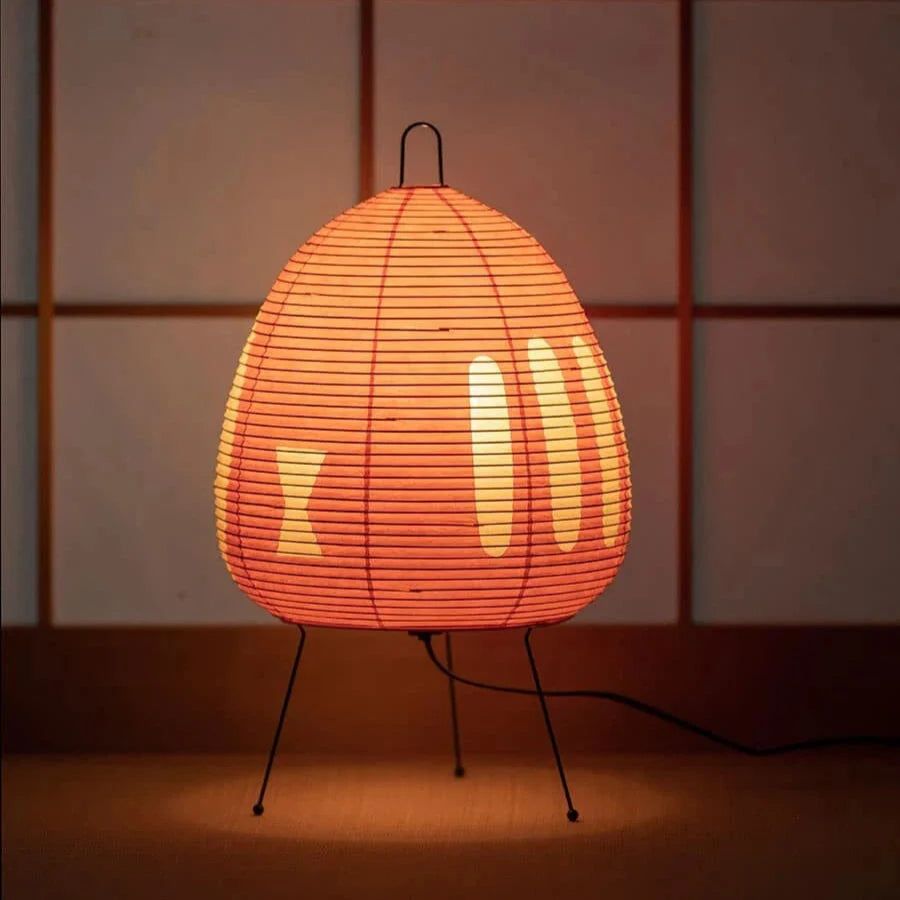 Japanese Rice Paper Table Lamp, Wabi Sabi Retro Design, Warm Bedside Light