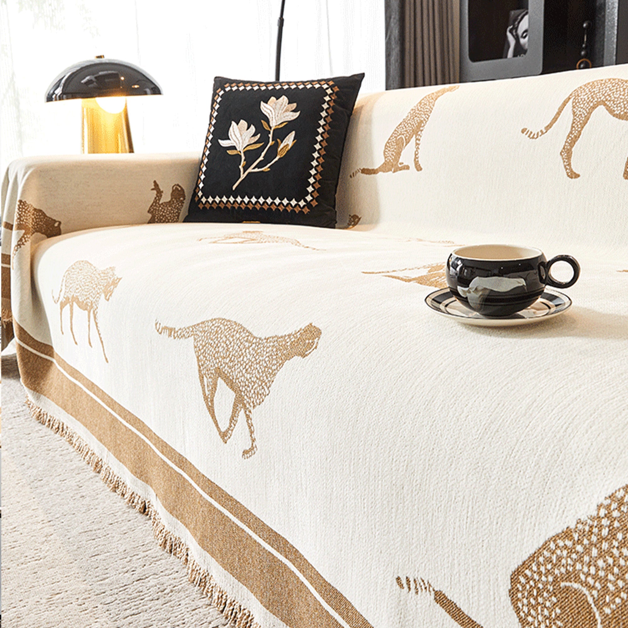 Safari Inspired Anti Pilling Sofa Cover for Bold Modern Living