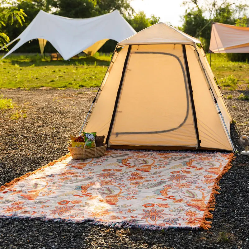 Cotton Floral Throw Blanket for Sofa Bed or Living Space