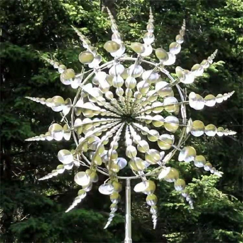 Kinetic Metal Windmill Garden Spinner with Anti-Rust Finish