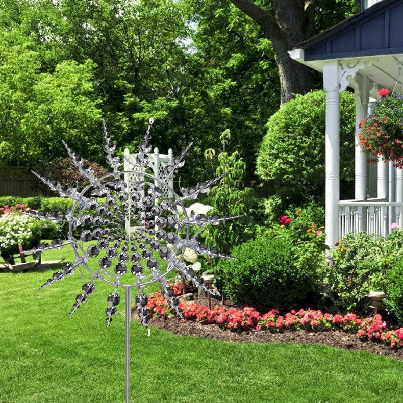 Kinetic Metal Windmill Garden Spinner with Anti-Rust Finish