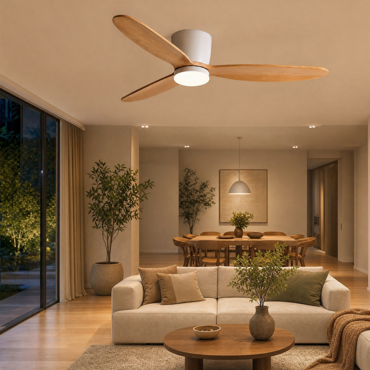 Fan and ceiling light in one fitting